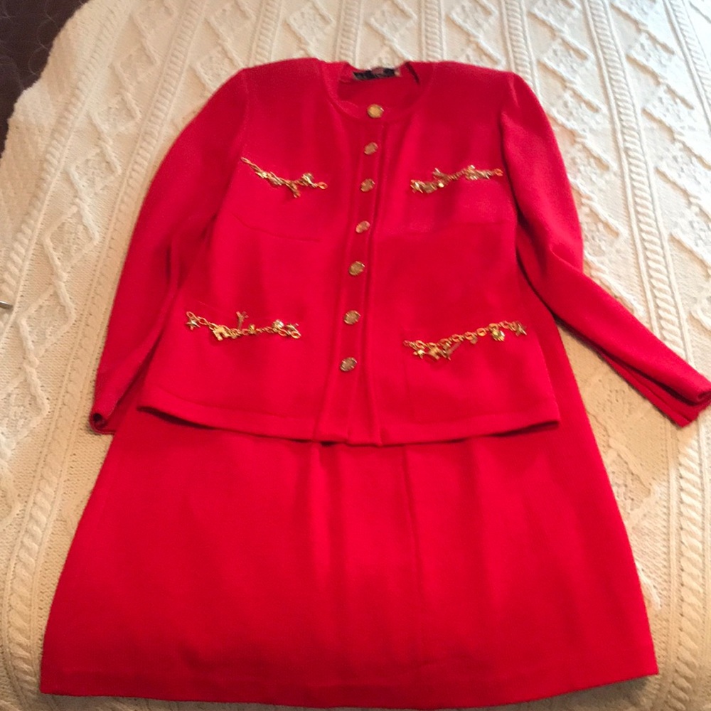 St. John Evening Marie Gray suit Paris charms 10 - Picture 2 of 14